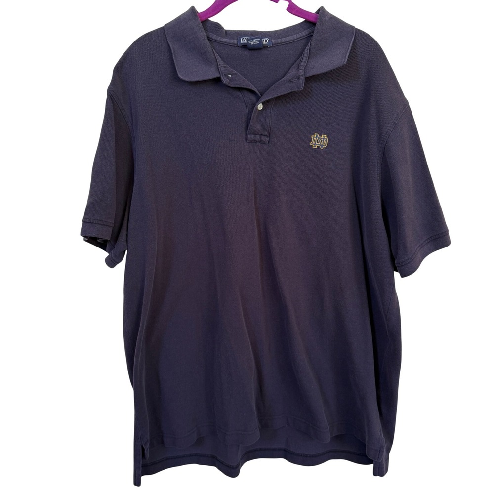 Notre Dame Polo Shirt XL Navy Lands' End Embroidered Logo Cotton Mens College